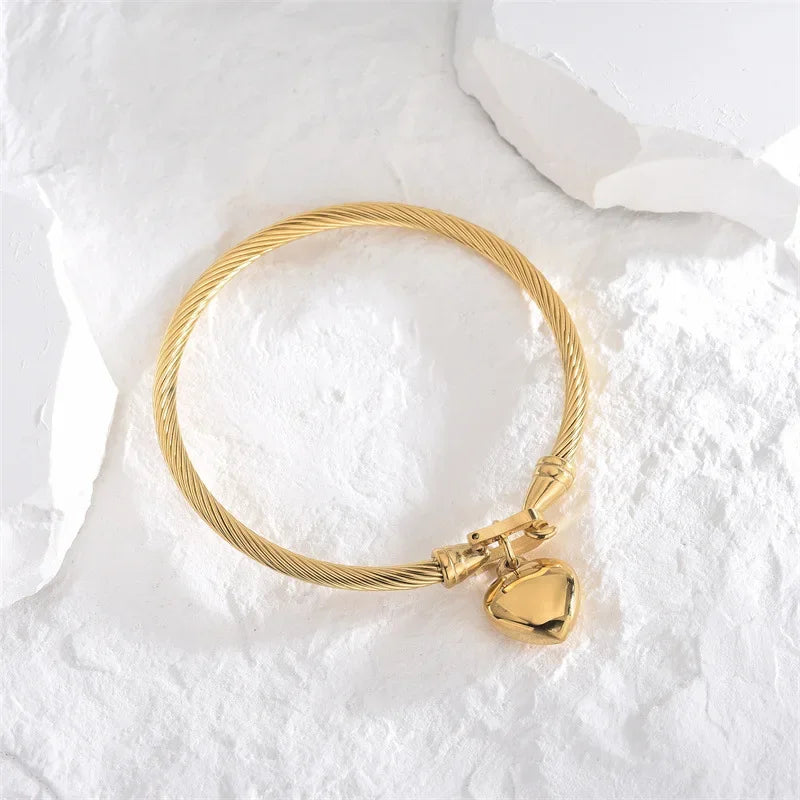 Heart Charm Bangle