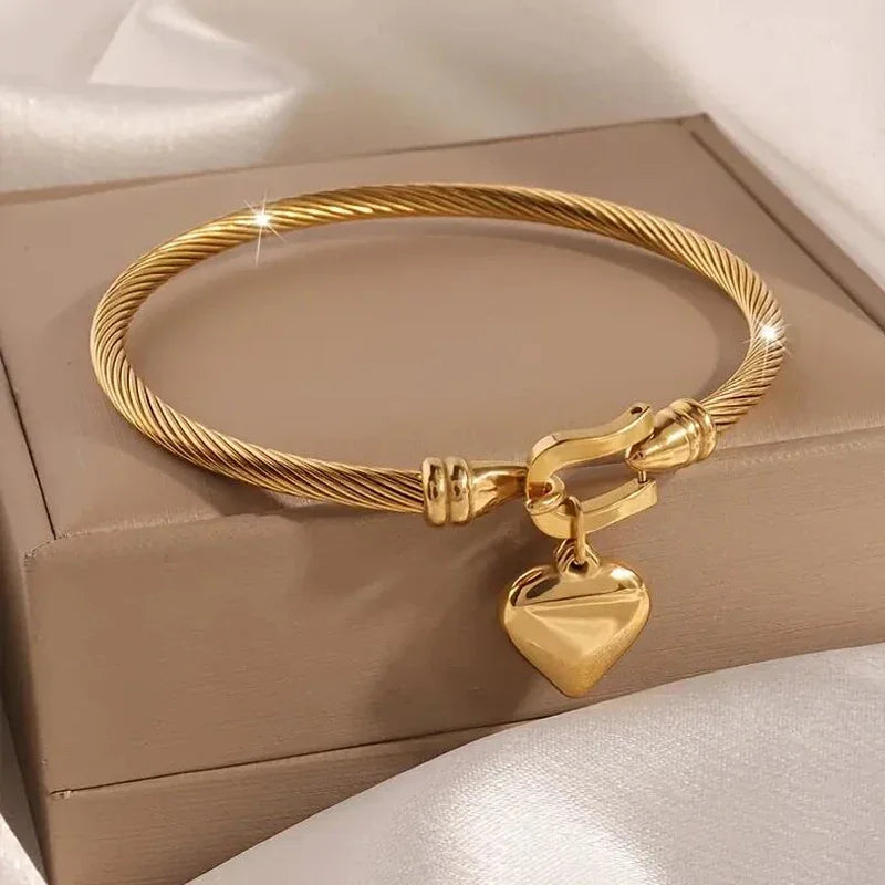 Heart Charm Bangle